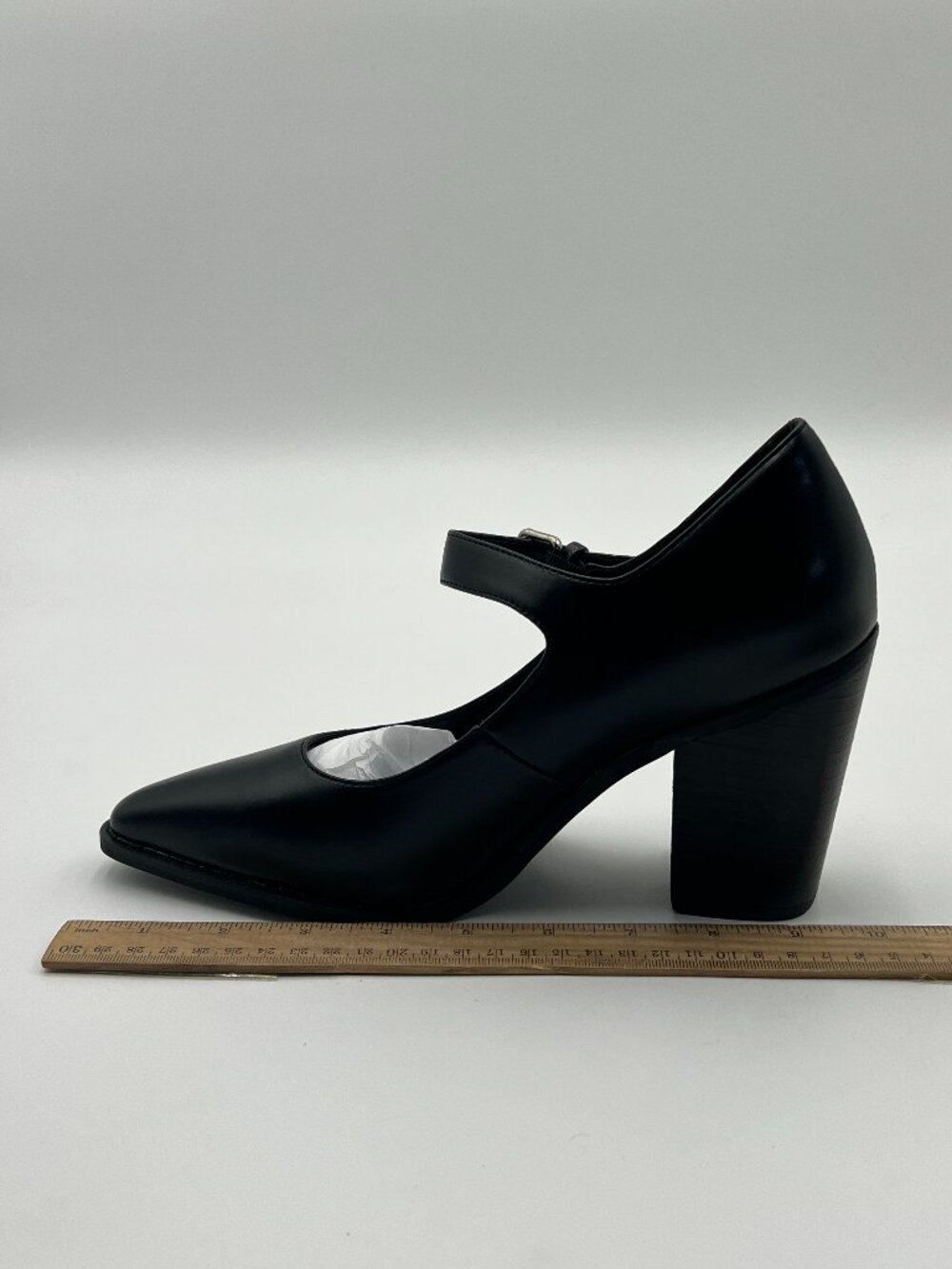 YDN Black Platform Pointed Toe Pumps Chunky High Heel Mary Janes Retro Prom Shoe